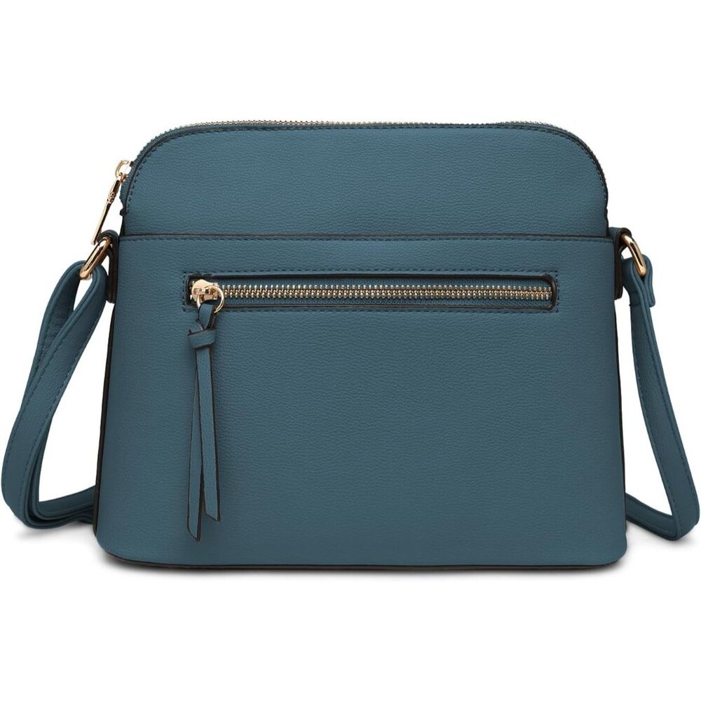 ⚡ Women's Blue Adjustable Shoulder Strap Zipper Pocket Beautiful Crossbody Bag